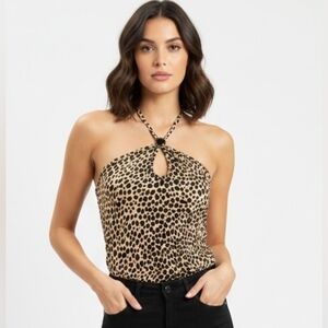 NWT Reformation Leopard Print Halter Top XS - Sustainable Tencel